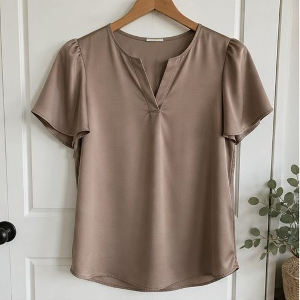 Taupe Puff Sleeve Top